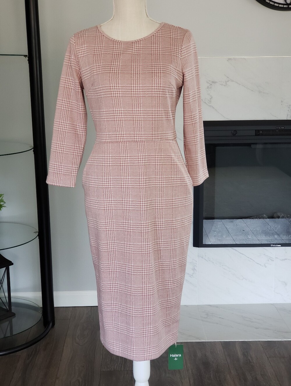 Halara Rose Plaid Midi Dress Womens Size M New With Tags